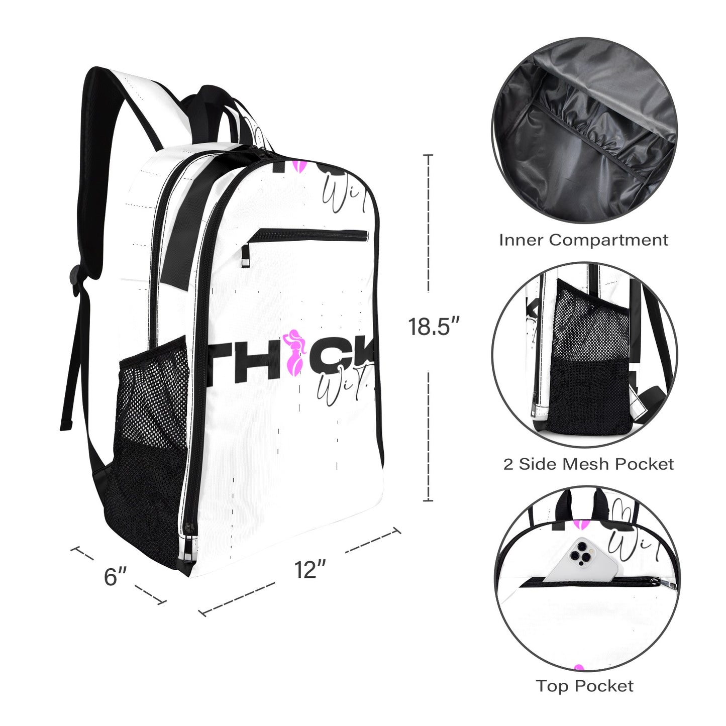￼ Unique, customized, urban brand  thick Wit  It. back pack