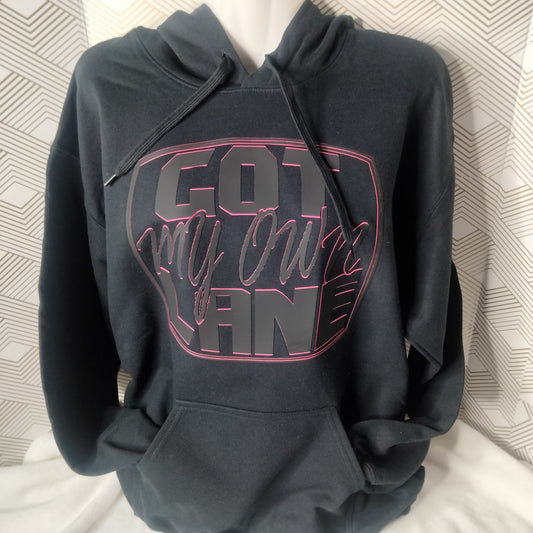 Got My Own Lane Hoodie – Blackout with Pink Accent Edition