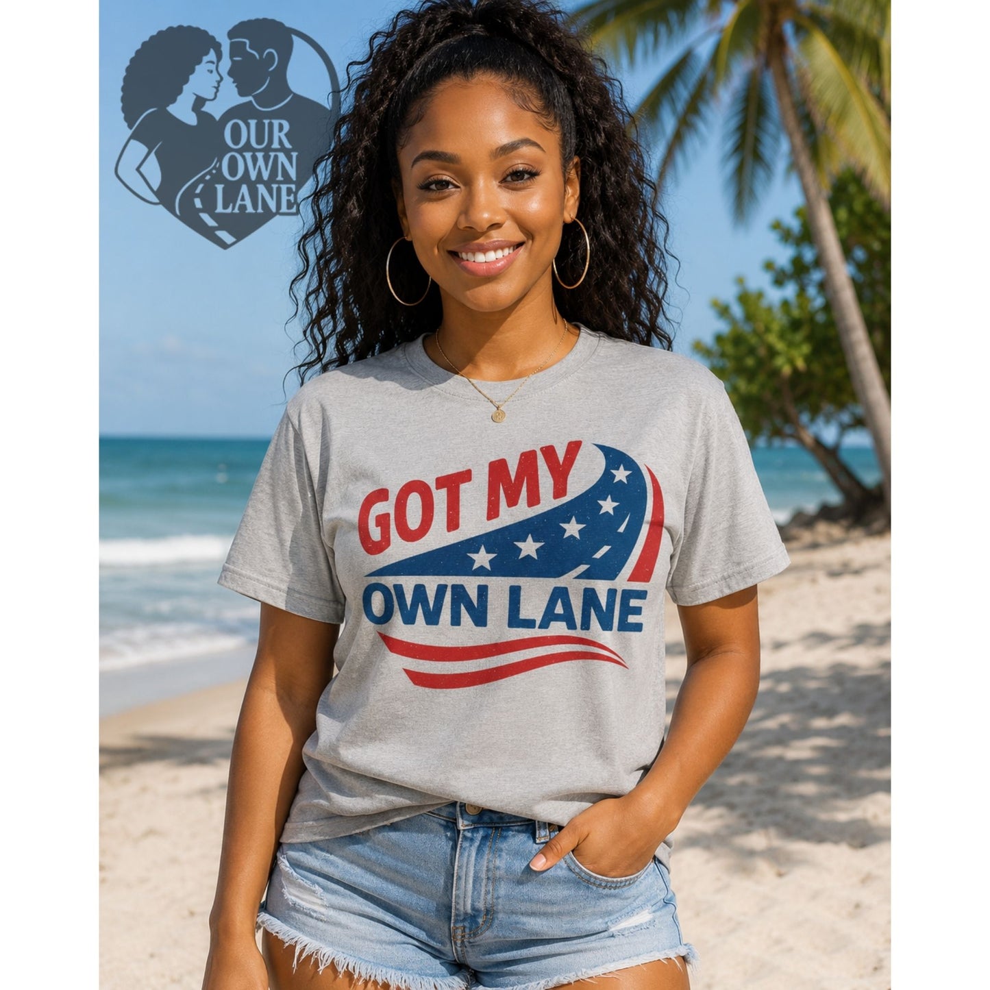 Gray unisex t-shirt featuring Got My Own Lane patriotic graphic by Our Own Lane